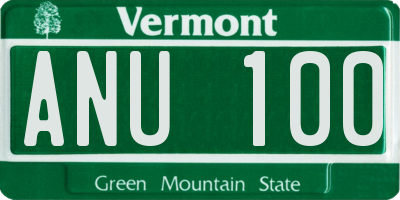 VT license plate ANU100