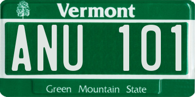 VT license plate ANU101