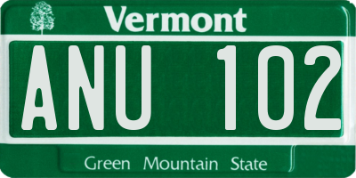 VT license plate ANU102