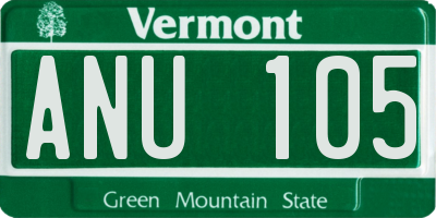 VT license plate ANU105