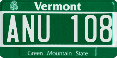 VT license plate ANU108