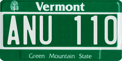 VT license plate ANU110