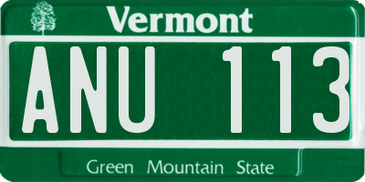 VT license plate ANU113