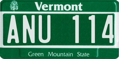VT license plate ANU114