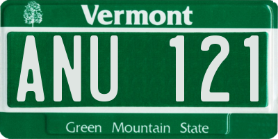 VT license plate ANU121