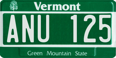 VT license plate ANU125