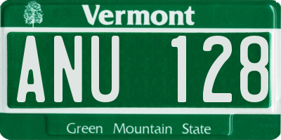VT license plate ANU128