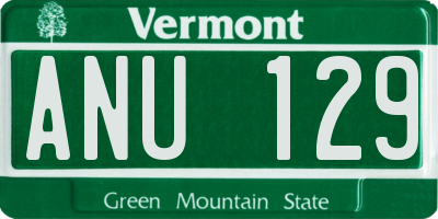 VT license plate ANU129
