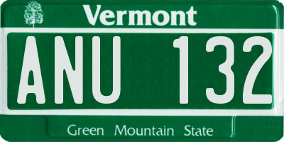 VT license plate ANU132