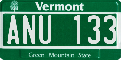 VT license plate ANU133
