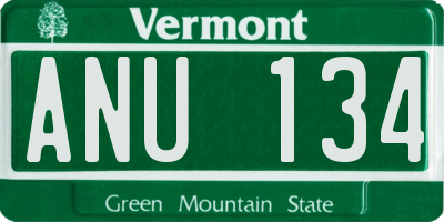 VT license plate ANU134