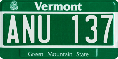 VT license plate ANU137