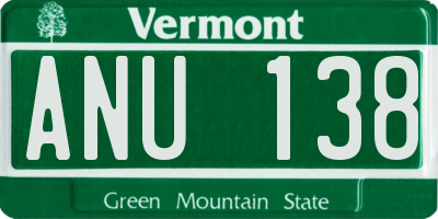 VT license plate ANU138