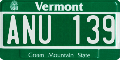 VT license plate ANU139