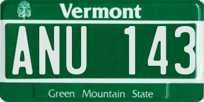 VT license plate ANU143