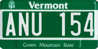 VT license plate ANU154