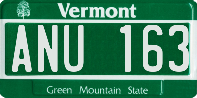 VT license plate ANU163