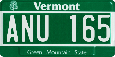 VT license plate ANU165