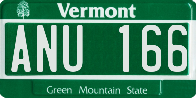 VT license plate ANU166
