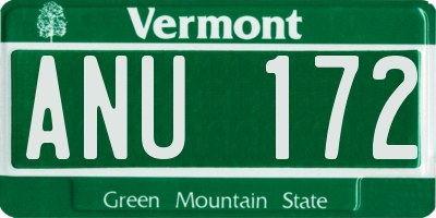 VT license plate ANU172