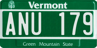 VT license plate ANU179