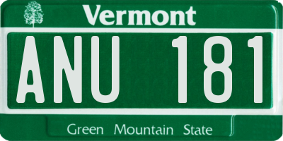 VT license plate ANU181