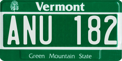 VT license plate ANU182