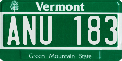 VT license plate ANU183