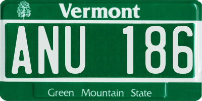 VT license plate ANU186