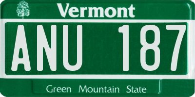 VT license plate ANU187