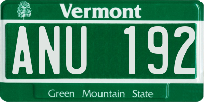 VT license plate ANU192