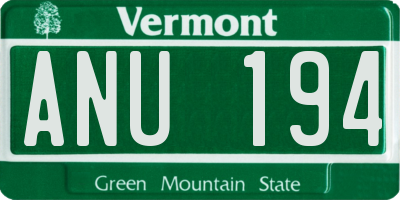 VT license plate ANU194