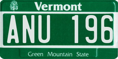 VT license plate ANU196