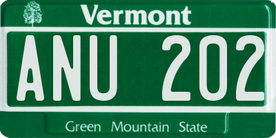 VT license plate ANU202