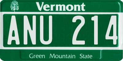 VT license plate ANU214
