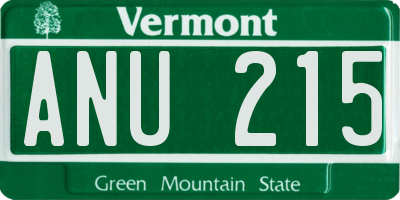 VT license plate ANU215