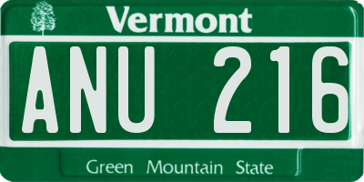 VT license plate ANU216