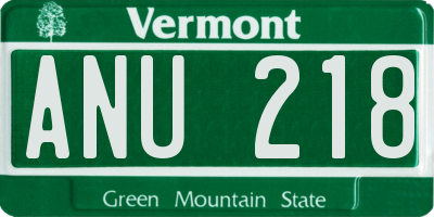 VT license plate ANU218