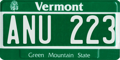 VT license plate ANU223
