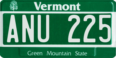 VT license plate ANU225
