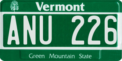 VT license plate ANU226