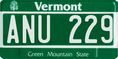 VT license plate ANU229