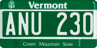 VT license plate ANU230