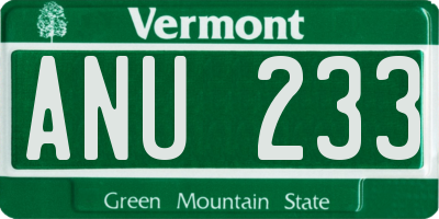 VT license plate ANU233