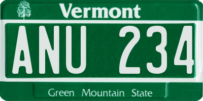 VT license plate ANU234