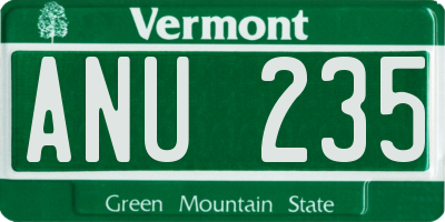 VT license plate ANU235