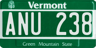 VT license plate ANU238