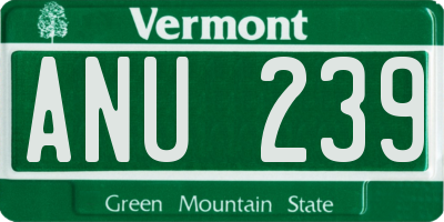 VT license plate ANU239