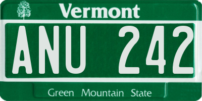 VT license plate ANU242