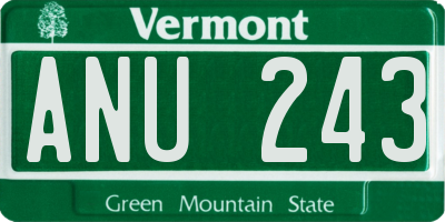 VT license plate ANU243